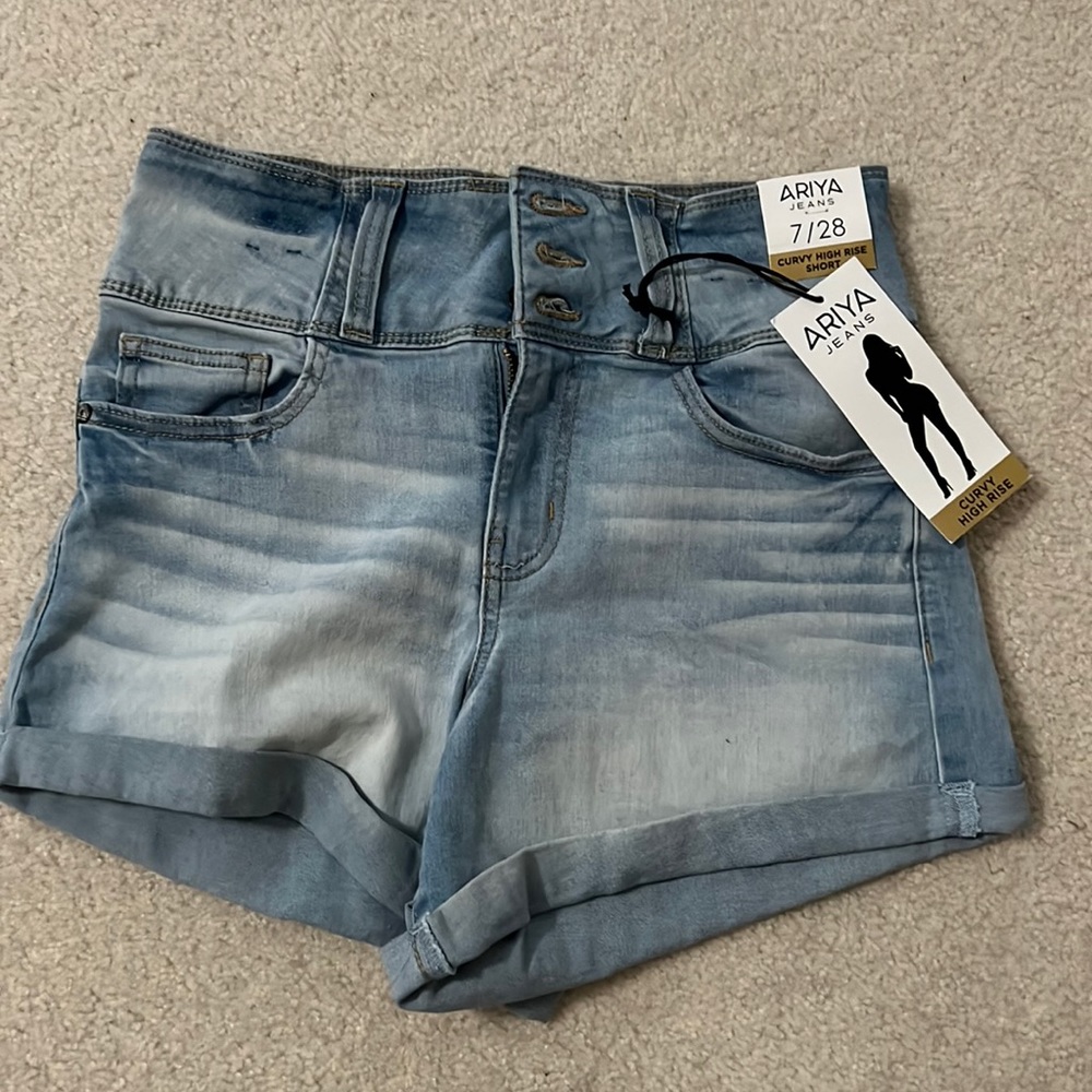 Curvy High Rise Junior Denim Shorts…